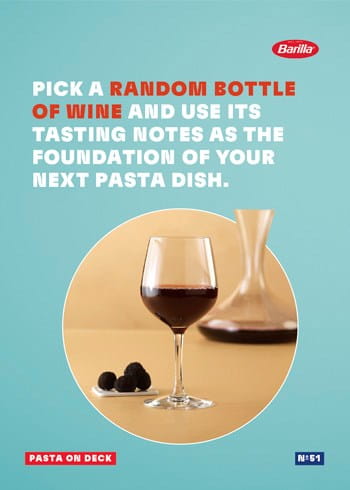 Pick a random bottle of wine and use its tasting notes as the foundation of your next pasta dish.